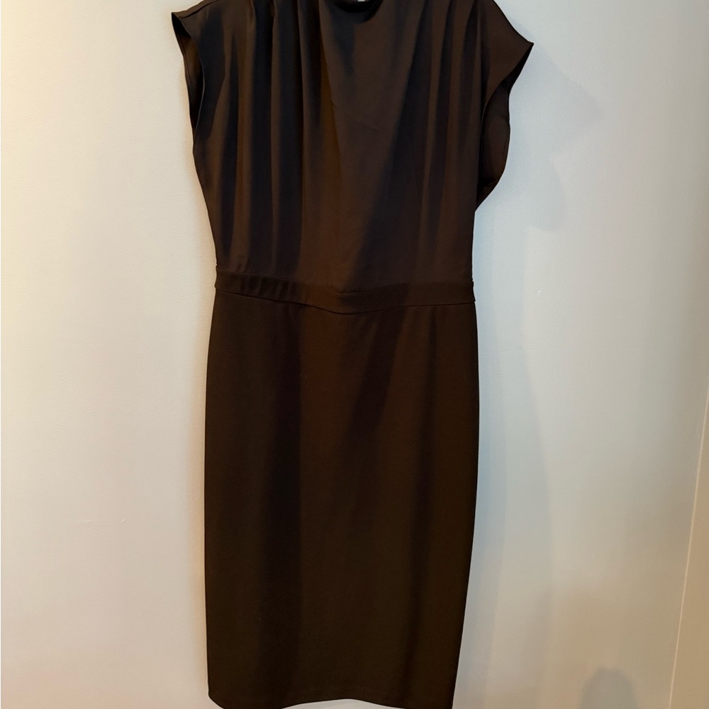 Express Brown Sheath Midi Dress Sleeveless Crew Neck